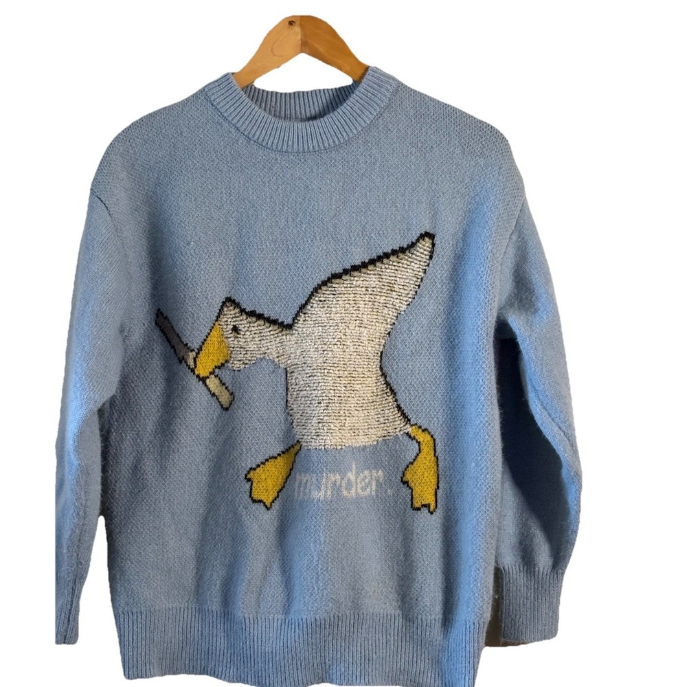 Aelfric Eden Blue Murder Duck Goose Pullover Sweater Mens Size XS UNISEX